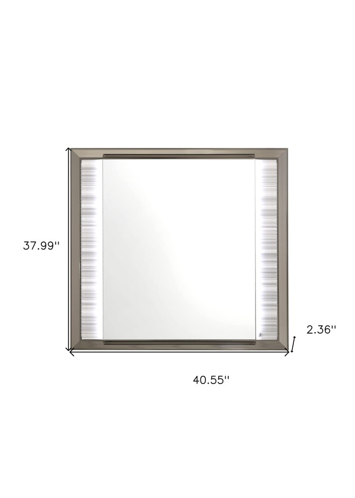 38" White And Silver Wood Lighted Dresser Mount Framed Mirror HomeRoots