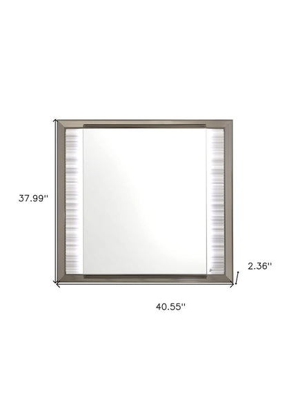 38" White And Silver Wood Lighted Dresser Mount Framed Mirror HomeRoots