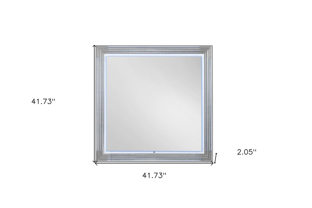 42" White Wood Square Lighted Dresser Mount Framed Mirror HomeRoots