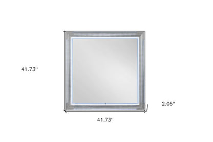42" White Wood Square Lighted Dresser Mount Framed Mirror HomeRoots