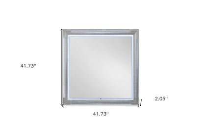42" White Wood Square Lighted Dresser Mount Framed Mirror HomeRoots