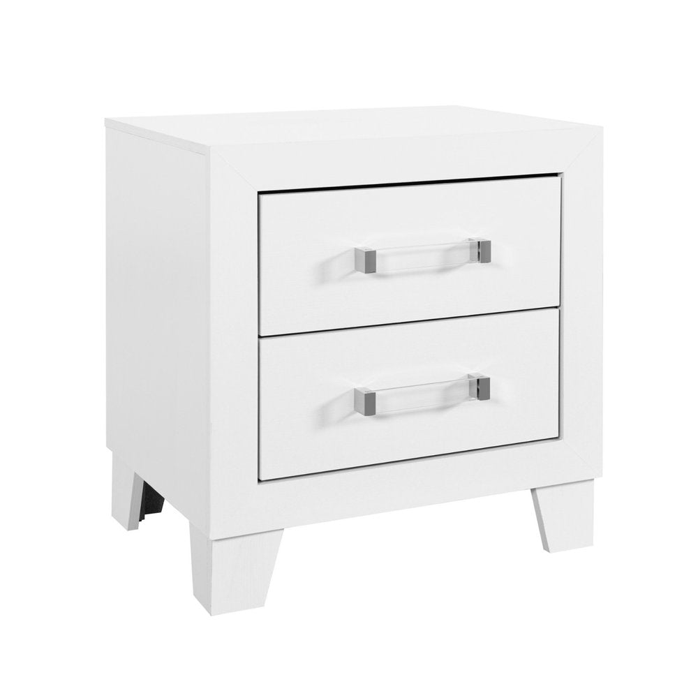 22" White Two Drawer Wood Nightstand HomeRoots