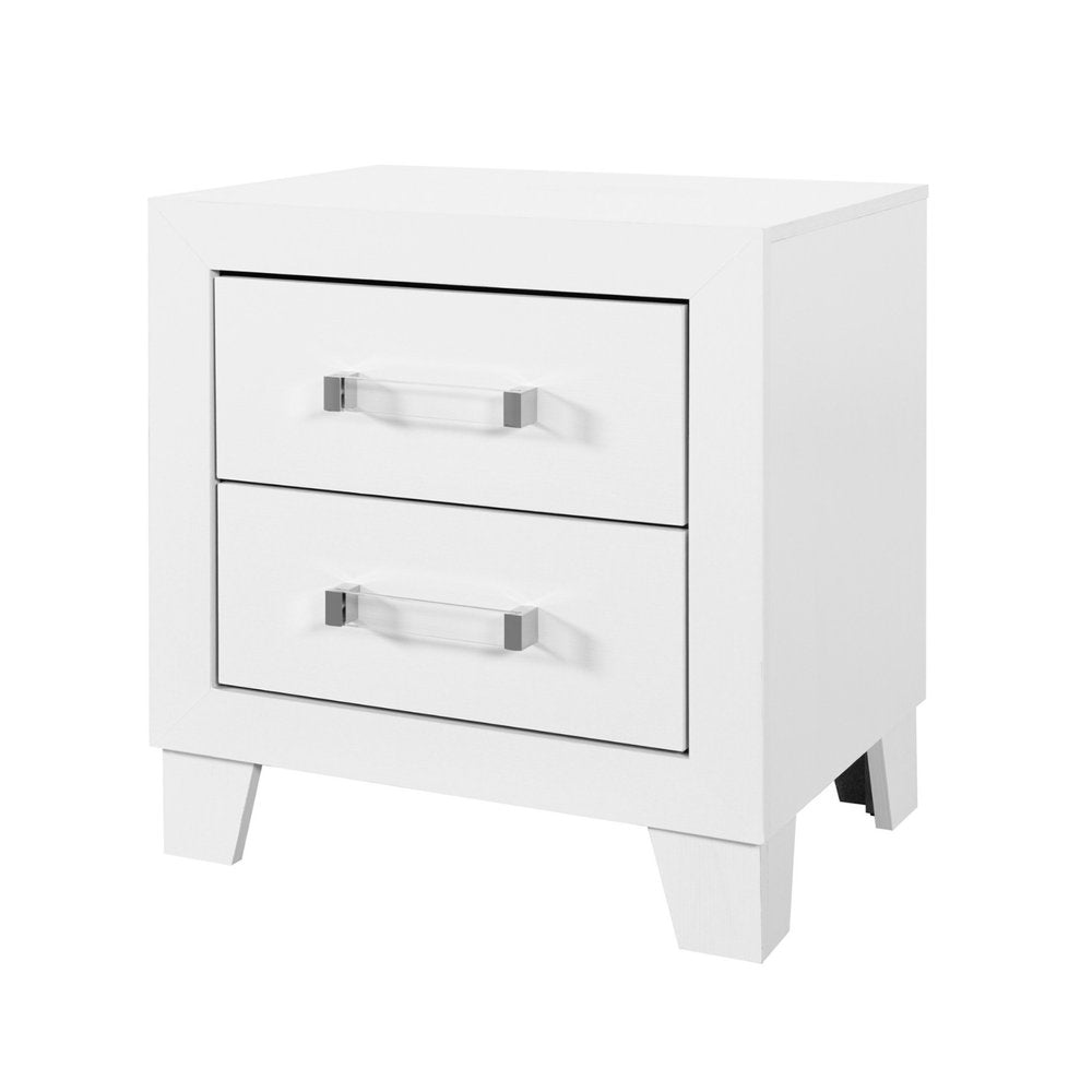 22" White Two Drawer Wood Nightstand HomeRoots
