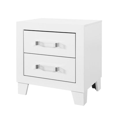 22" White Two Drawer Wood Nightstand HomeRoots