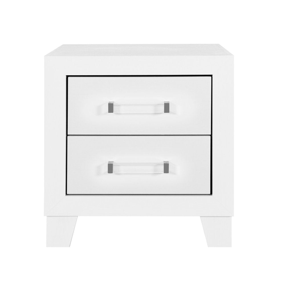 22" White Two Drawer Wood Nightstand HomeRoots