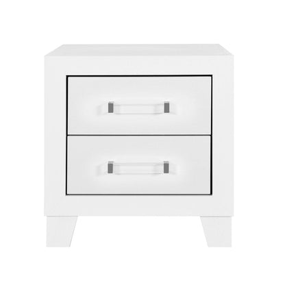 22" White Two Drawer Wood Nightstand HomeRoots