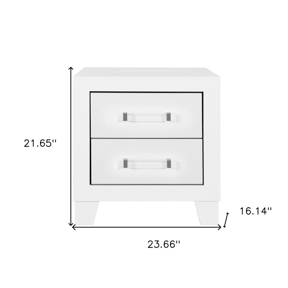 22" White Two Drawer Wood Nightstand HomeRoots