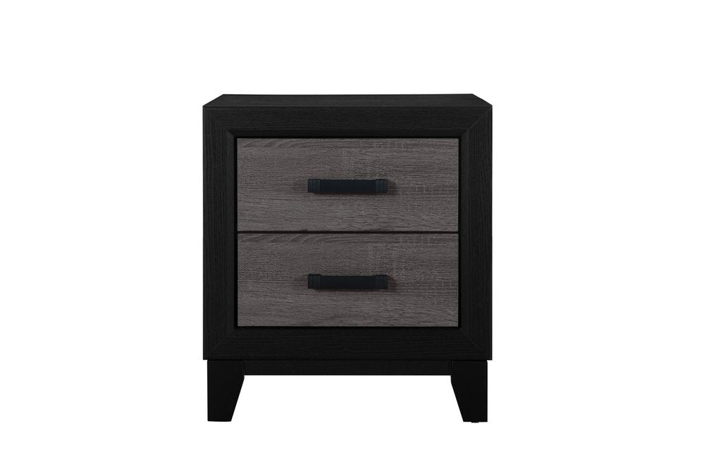 22" Black And Gray Wood Two Drawer Nightstand HomeRoots