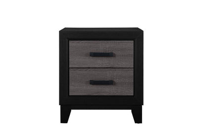 22" Black And Gray Wood Two Drawer Nightstand HomeRoots