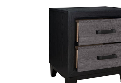 22" Black And Gray Wood Two Drawer Nightstand HomeRoots