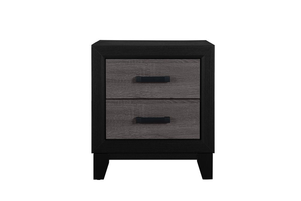 22" Black And Gray Wood Two Drawer Nightstand HomeRoots
