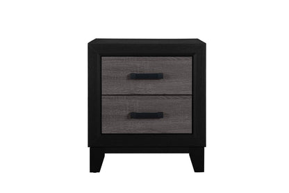 22" Black And Gray Wood Two Drawer Nightstand HomeRoots