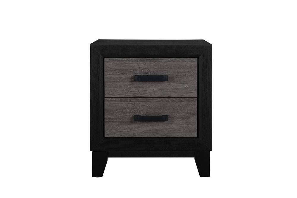 22" Black And Gray Wood Two Drawer Nightstand HomeRoots