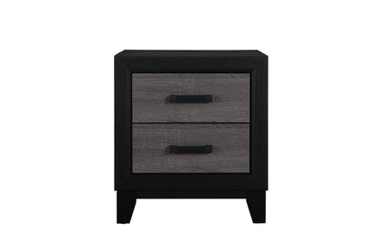 22" Black And Gray Wood Two Drawer Nightstand