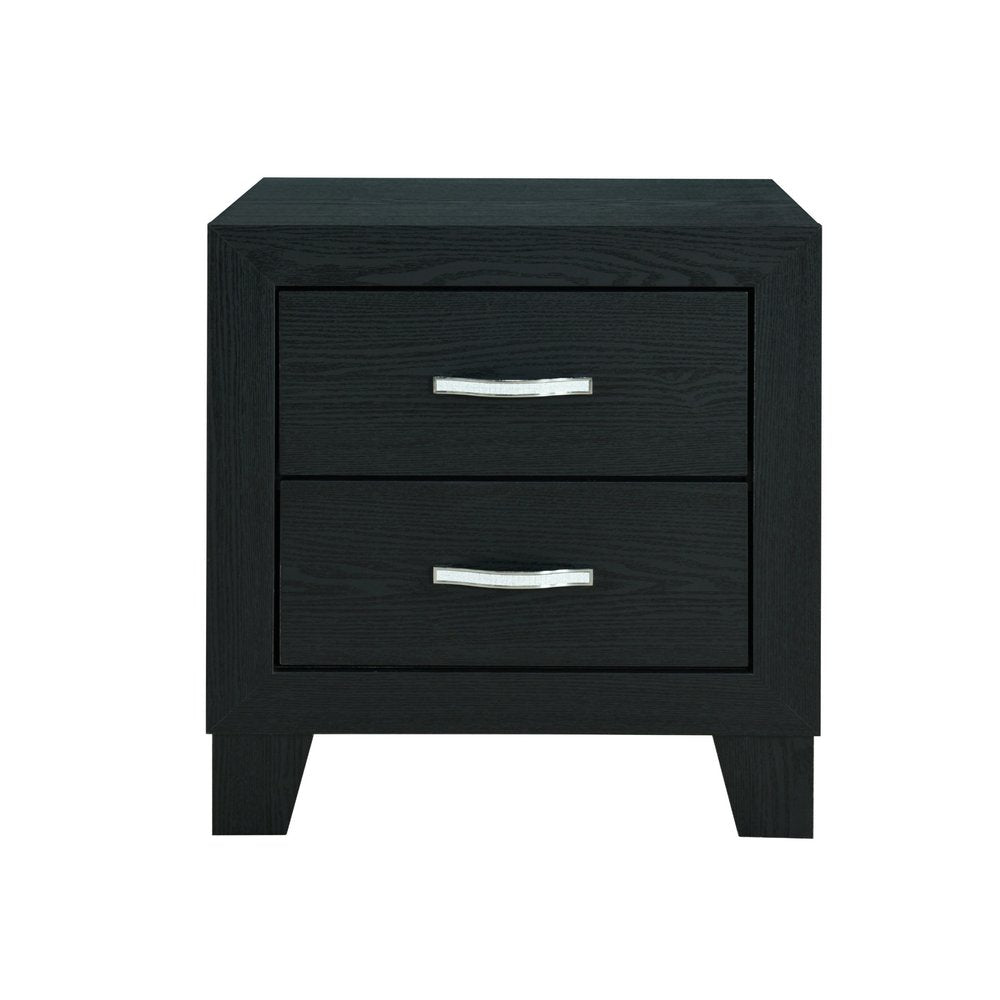 22" Black Solid and Manufactured Wood Two Drawer Nightstand HomeRoots
