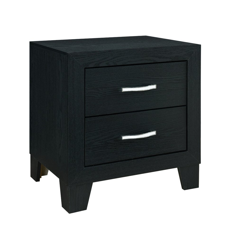 22" Black Solid and Manufactured Wood Two Drawer Nightstand HomeRoots