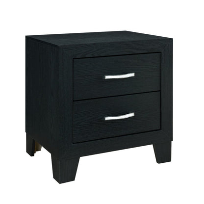 22" Black Solid and Manufactured Wood Two Drawer Nightstand HomeRoots