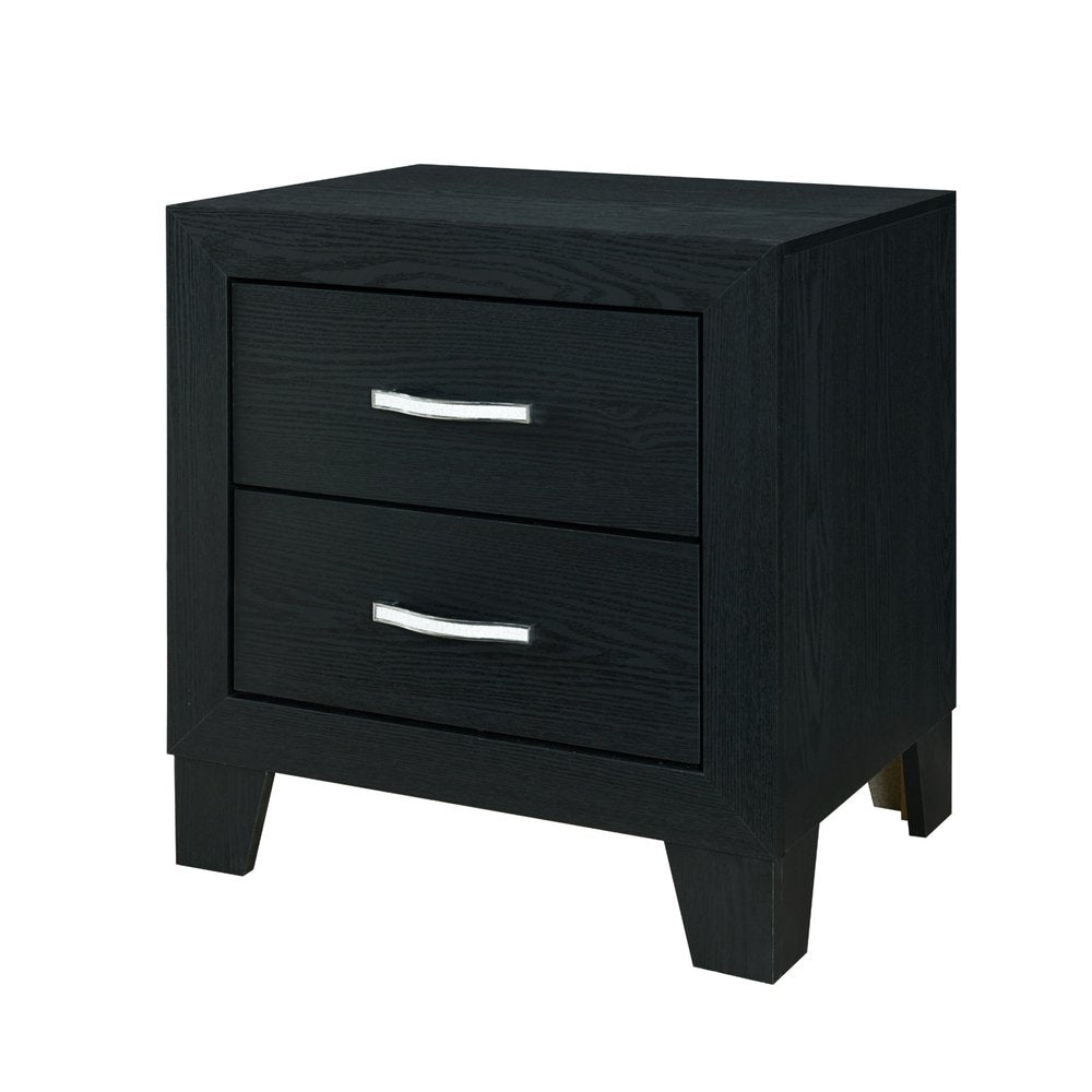 22" Black Solid and Manufactured Wood Two Drawer Nightstand HomeRoots