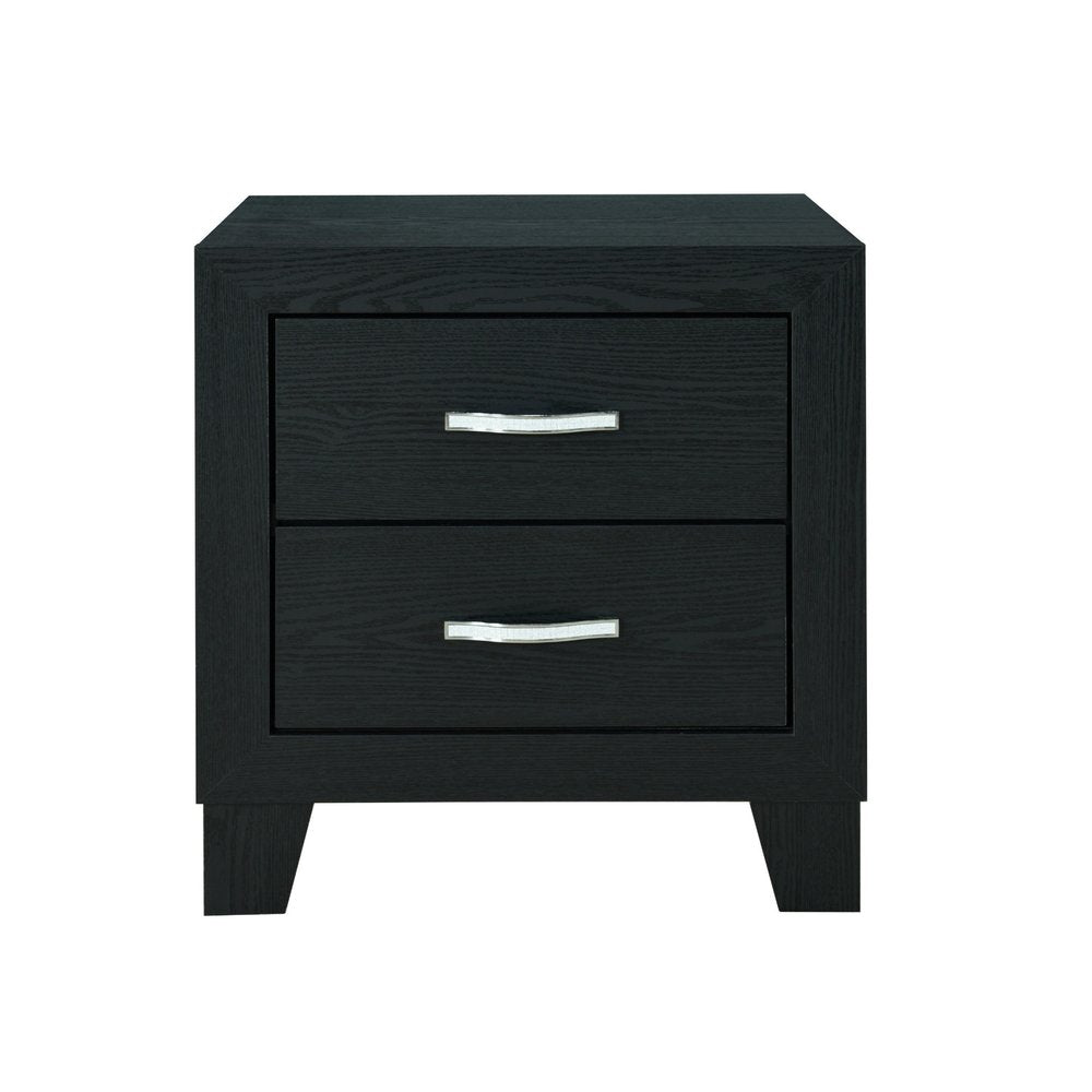 22" Black Solid and Manufactured Wood Two Drawer Nightstand HomeRoots