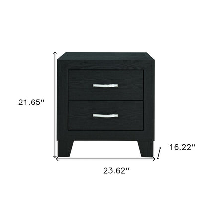 22" Black Solid and Manufactured Wood Two Drawer Nightstand HomeRoots