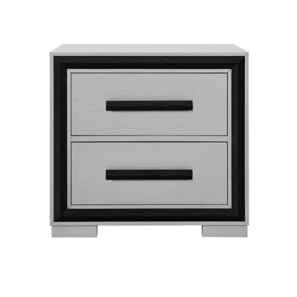 25" Gray and Black Two Drawer Wood Nightstand HomeRoots