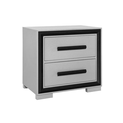 25" Gray and Black Two Drawer Wood Nightstand HomeRoots