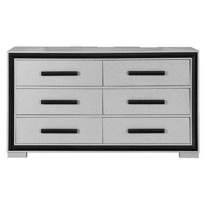 60" Gray And Black Wood Six Drawer Double Dresser HomeRoots