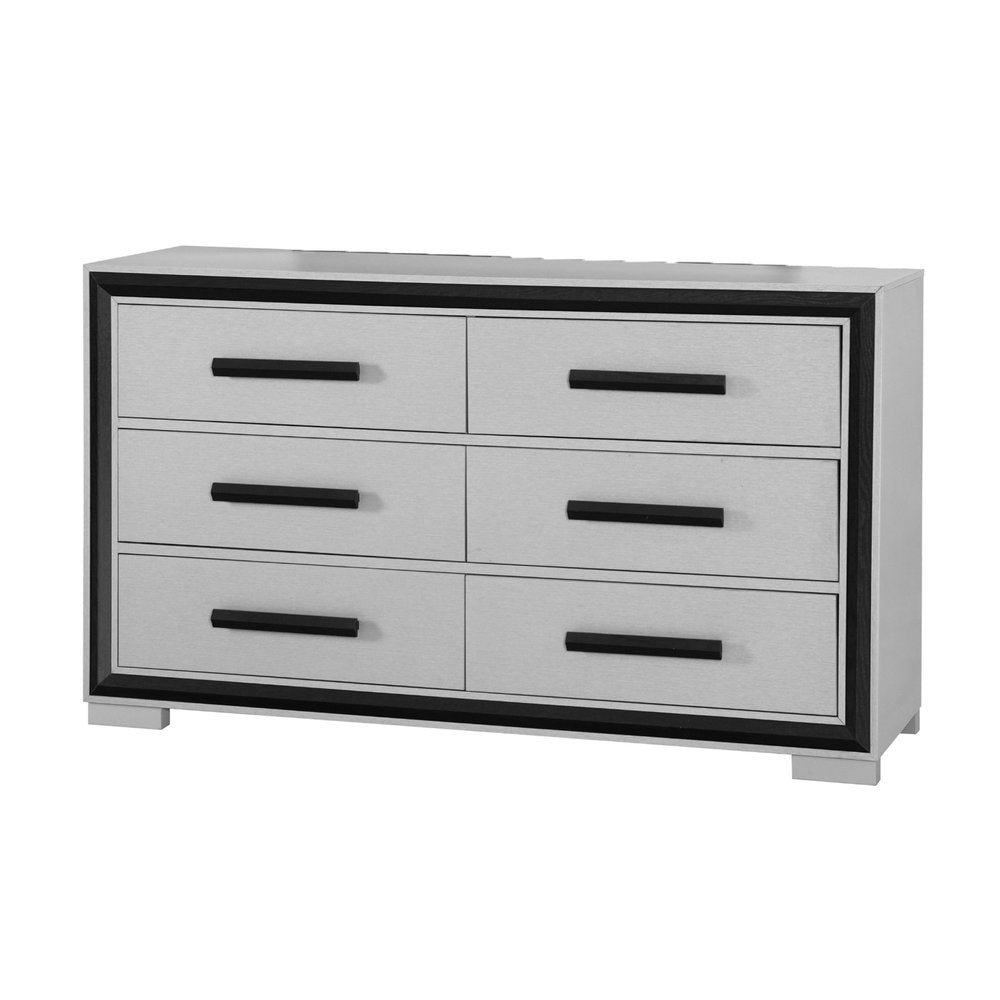 60" Gray And Black Wood Six Drawer Double Dresser — view 3