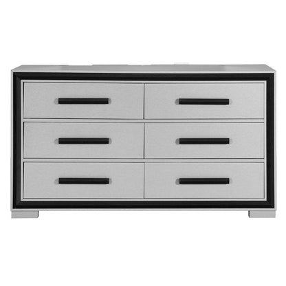 60" Gray And Black Wood Six Drawer Double Dresser HomeRoots