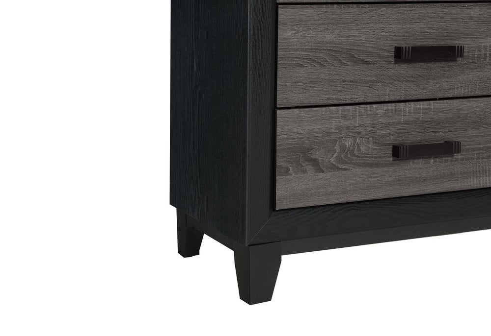 58" Black And Gray Wood Six Drawer Double Dresser HomeRoots