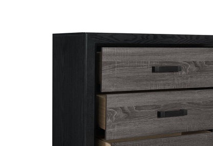 58" Black And Gray Wood Six Drawer Double Dresser HomeRoots
