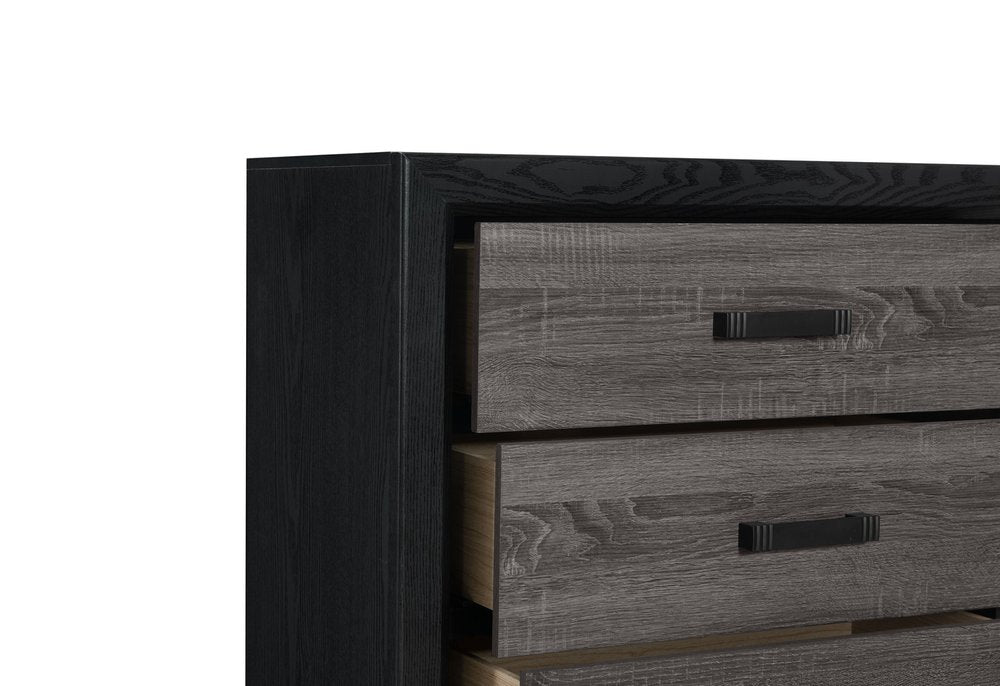 58" Black And Gray Wood Six Drawer Double Dresser HomeRoots