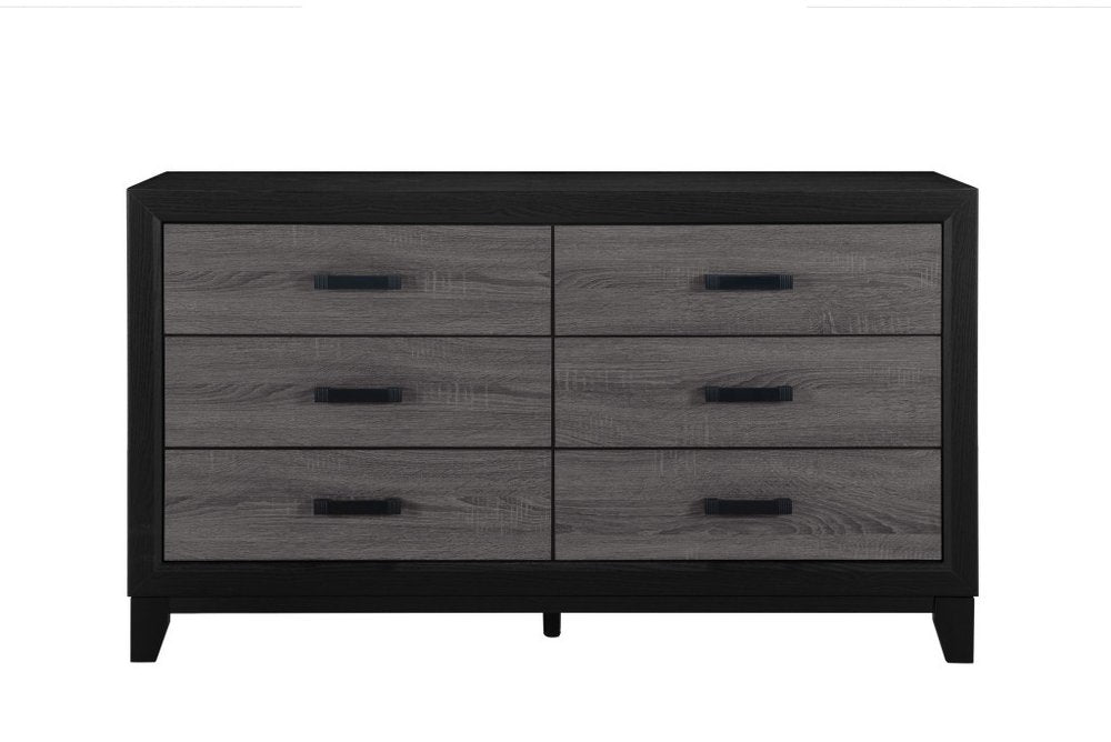 58" Black And Gray Wood Six Drawer Double Dresser HomeRoots