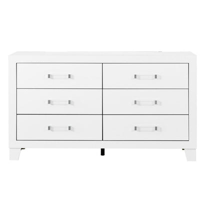 58" White Wood Six Drawer Double Dresser HomeRoots