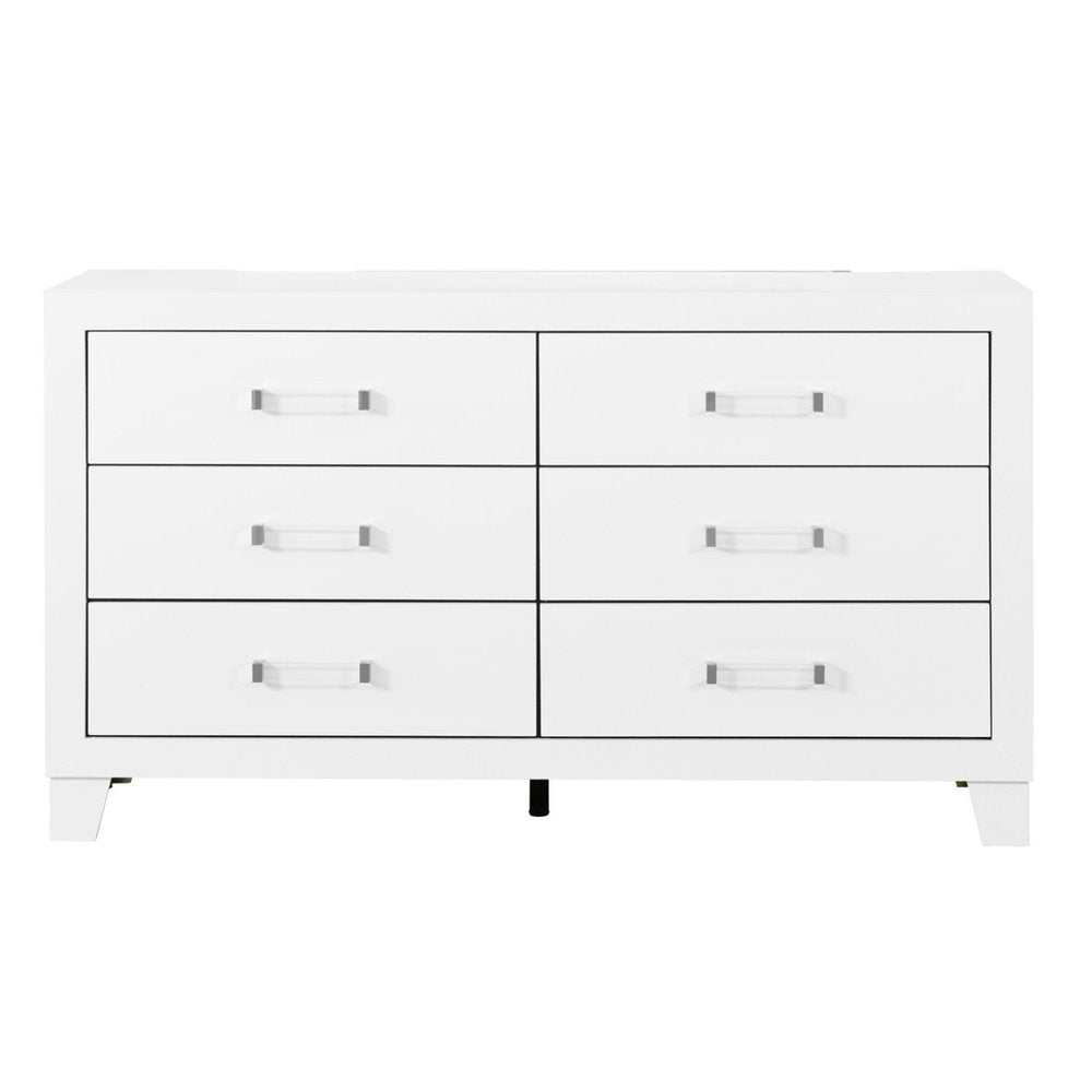 58" White Wood Six Drawer Double Dresser HomeRoots
