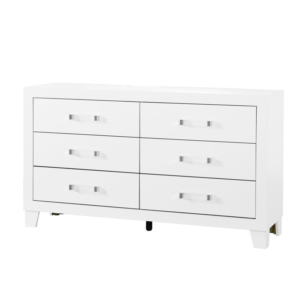 58" White Wood Six Drawer Double Dresser — view 3