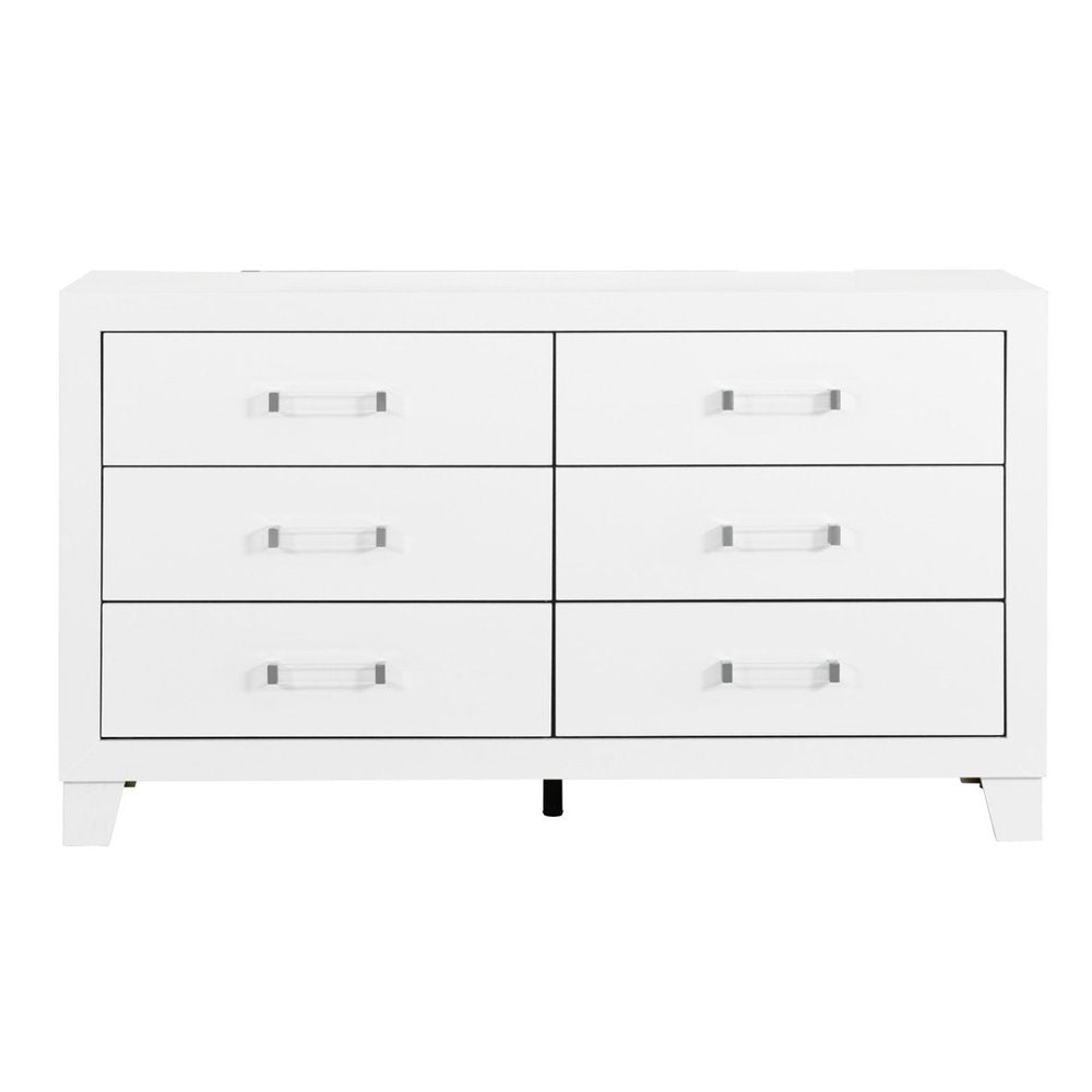 58" White Wood Six Drawer Double Dresser HomeRoots