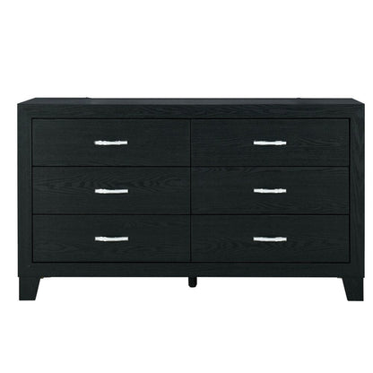 58" Black Wood Six Drawer Double Dresser HomeRoots