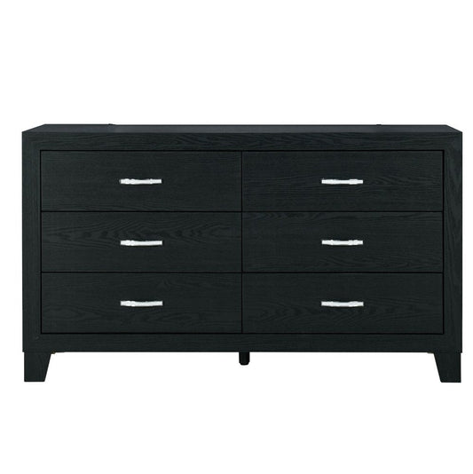 58" Black Wood Six Drawer Double Dresser HomeRoots