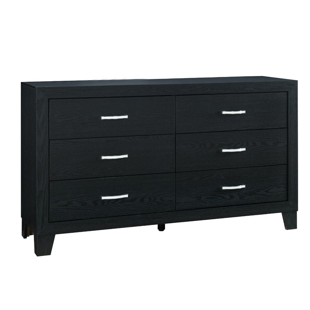58" Black Wood Six Drawer Double Dresser HomeRoots