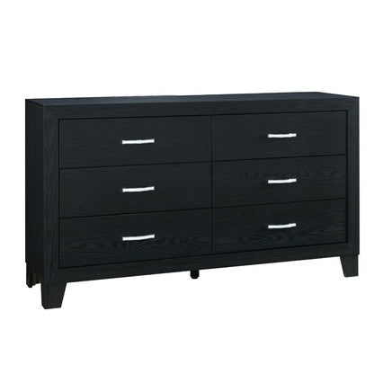 58" Black Wood Six Drawer Double Dresser HomeRoots