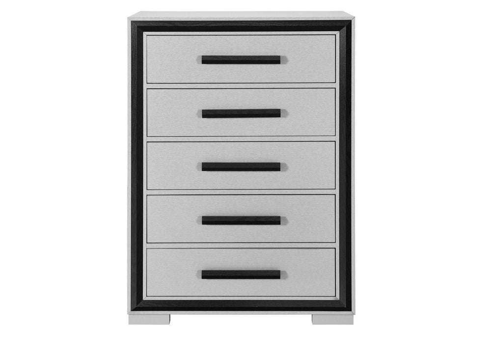 48" Gray And Black Wood Five Drawer Dresser HomeRoots