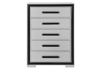 48" Gray And Black Wood Five Drawer Dresser HomeRoots
