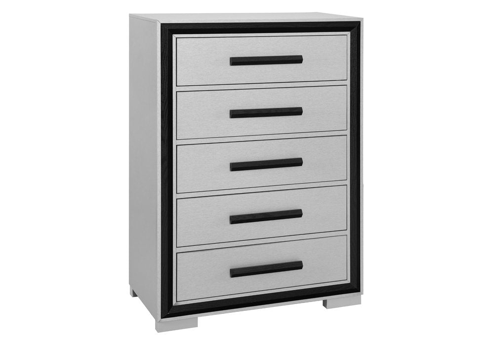 48" Gray And Black Wood Five Drawer Dresser HomeRoots