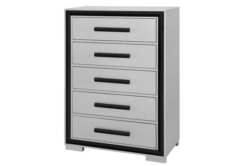 48" Gray And Black Wood Five Drawer Dresser HomeRoots
