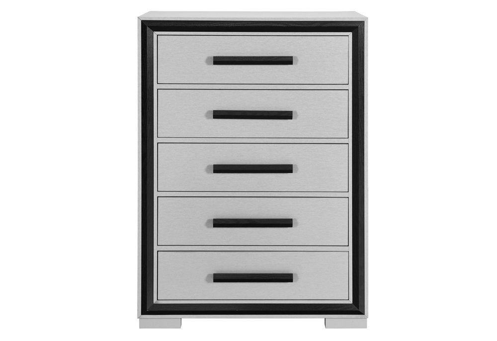 48" Gray And Black Wood Five Drawer Dresser HomeRoots