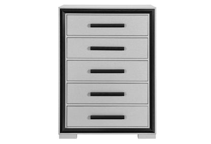 48" Gray And Black Wood Five Drawer Dresser HomeRoots