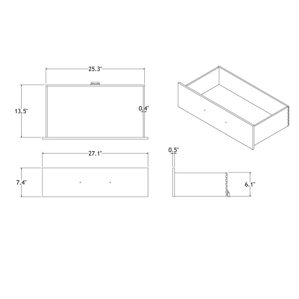 48" Black And Gray Wood Five Drawer Dresser — view 8