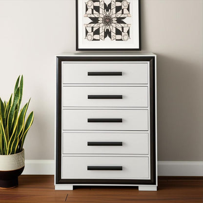 48" Gray And Black Wood Five Drawer Dresser HomeRoots