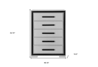 48" Gray And Black Wood Five Drawer Dresser HomeRoots